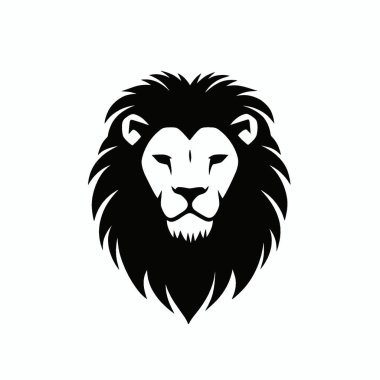 Aslan yassı vektör simgesi, Modern Siyah ve Beyaz Siluet Düz Simge.
