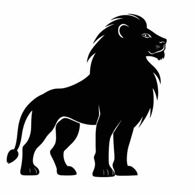 Cape Lion silueti, Ebedi Siyah ve Beyaz Vektör Siluet Tasarımı.