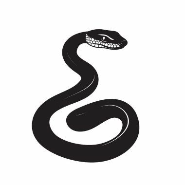 Arafura File Snake silhouette,Minimalist Flat Black and White Silhouette Icon. clipart