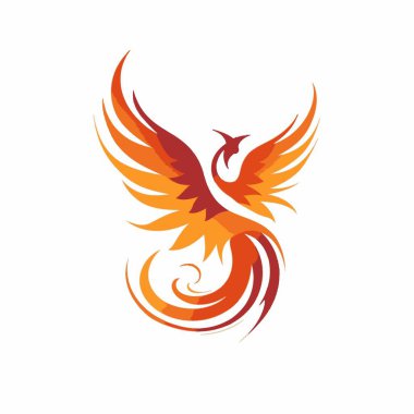 Phoenix Flat Vector Art Mythical, Firebird, Rebirth, Symbol, Icon. clipart