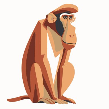 Proboscis Monkey Vector Art Simple Shaped Monkey, Primate, Wildlife, Icon. clipart