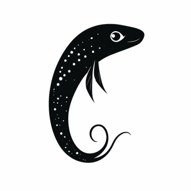 Lamprey silhouette,Clean Black and White Vector Silhouette Art. clipart