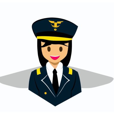 Bir Kadın Pilotun Vektörü, Havacılık ve Seyahat Kavramları için Basit Vektör Grafiği