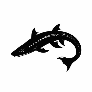 Bichir silhouette,Modern Black and White Silhouette Flat Icon. clipart