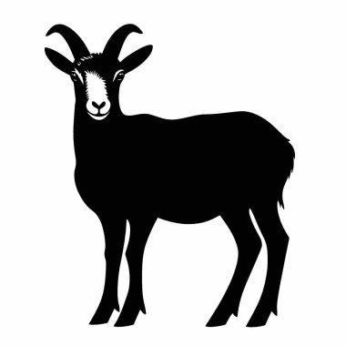 Alpine Goat silueti, Grafikler için Chic Monochrome Vektör Silueti.