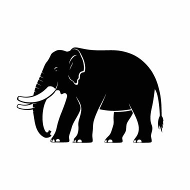 Platybelodon silhouette,Minimalist Flat Black and White Silhouette Icon. clipart