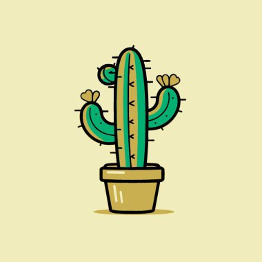 Cactus Vector Illustration Succulent, Plant, Desert, Spiky, Icon. clipart