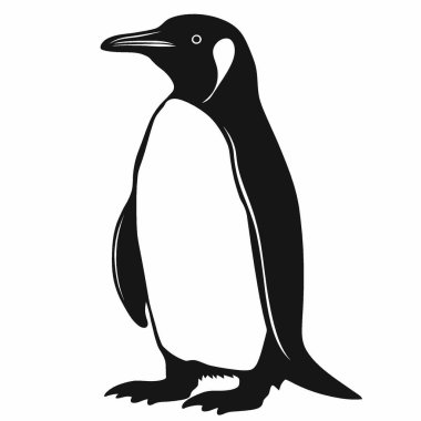 Penguen düz vektör simgesi, Grafikler için Tek Renkli Vektör Silueti.