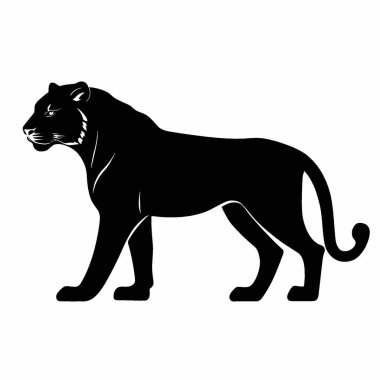 Liger silhouette,Stylish Black and White Icon Flat Vector Design. clipart