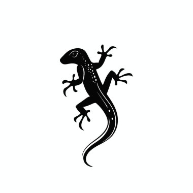 Gargoyle Gecko silueti, Zarif Siyah ve Beyaz Siluet Düz Simge.