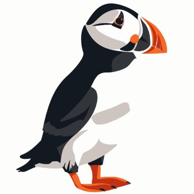 Puffin Vektör Sanatı Basit Şekilli Vektör Sade Kuş, Deniz Kuşu, Vahşi Yaşam, Simge.