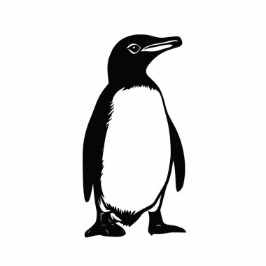 Humboldt Penguin silhouette,Stylish Black and White Icon Flat Vector Design. clipart