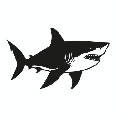 Megamouth Shark silueti, Damgalamak için Basit Siyah ve Beyaz Siluet.
