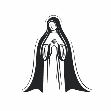 Sade Arkaplanda Aziz Mary Logo Vektör Sanatı Dini, Hıristiyan, Sembol, Simge.