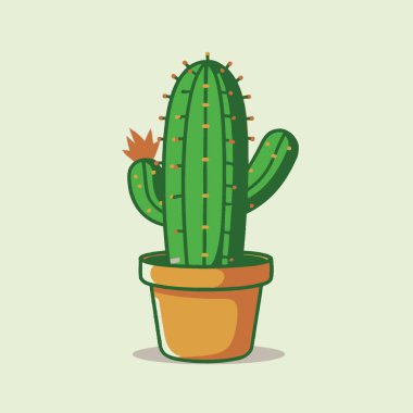 Cactus Flat Vector Illustration Succulent, Plant, Desert, Spiky, Icon. clipart