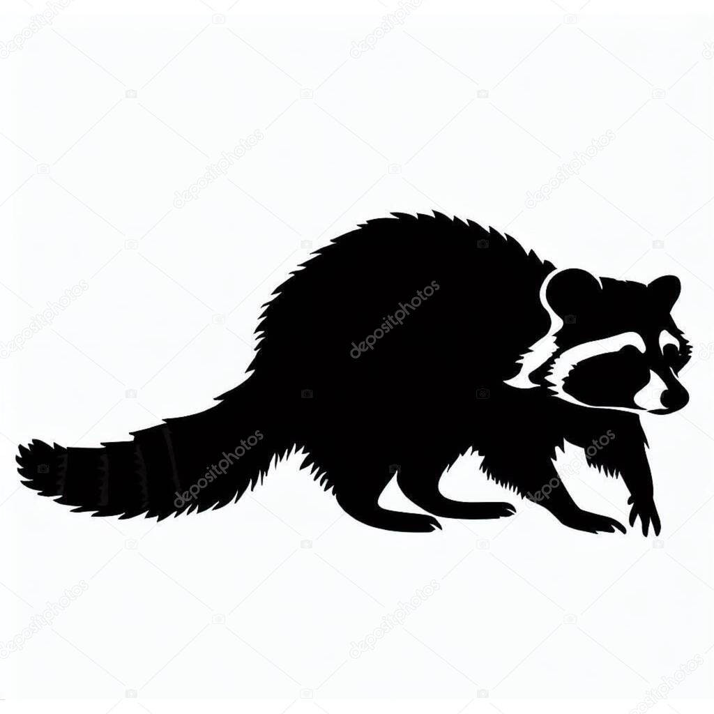 Vector Silhouette of Raccoon, Curious Raccoon Illustration for Animal and Nature Themes