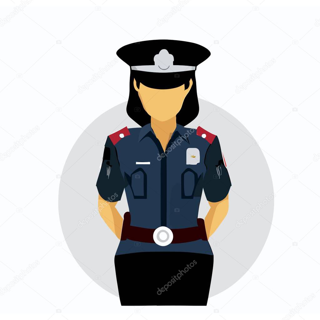 Vector of a Female Police Officer, Strong Female Police Officer Illustration