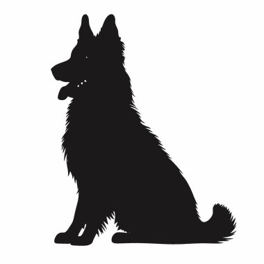Belçika Tervuren silueti, Siyah ve Beyaz Siluet Tasarım Vektörü Simgesi.
