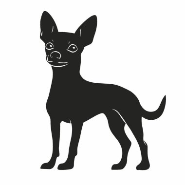 Minyatür Pinscher silueti, Minimalist Düz Siyah ve Beyaz Siluet Simgesi.