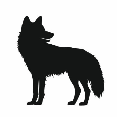 Eurasian Wolf silhouette,Minimalist Flat Black and White Silhouette Icon. clipart