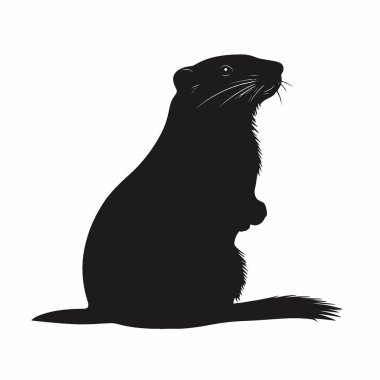 Yellow Bellied Marmot silhouette,Black and White Silhouette Vector Icon for Design. clipart