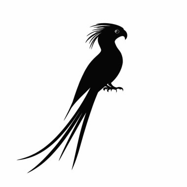 Quetzal flat vector icon,Elegant Black and White Silhouette Flat Icon. clipart