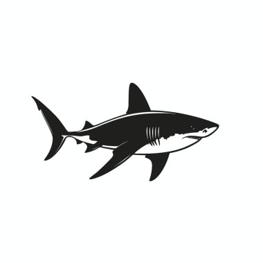 Porbeagle Shark silhouette,Minimalist Flat Black and White Silhouette Icon. clipart