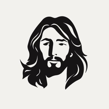 İsa 'nın Silueti, Logo Hıristiyan İnanç Sembolü, Dini Profil Simgesi Tasarımı.