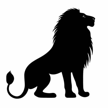 Cape Lion silueti, Ebedi Siyah ve Beyaz Vektör Siluet Tasarımı.