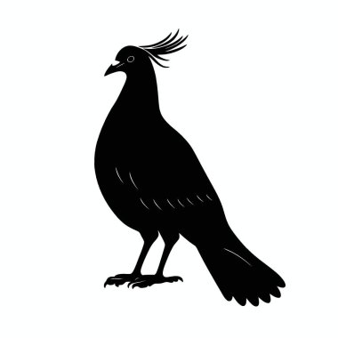 Nicobar pigeon silhouette,Stylish Black and White Icon Flat Vector Design. clipart