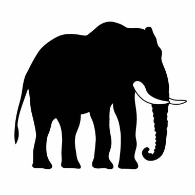 Platybelodon silhouette,Minimalist Flat Black and White Silhouette Icon. clipart