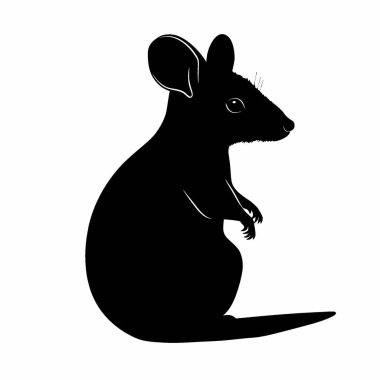 Pademelon silueti, Minimalist Düz Siyah ve Beyaz Siluet Simgesi.