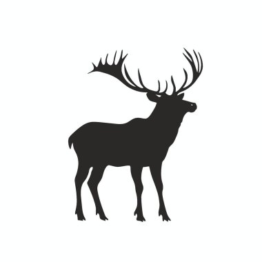 Elk silhouette,Modern Black and White Silhouette Flat Icon. clipart