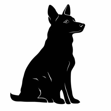 Canaan Köpek silueti, Ebedi Siyah ve Beyaz Vektör Siluet Tasarımı.