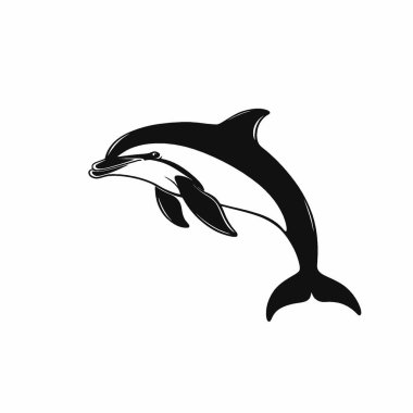 Common Dolphin flat vector icon,Elegant Black and White Silhouette Flat Icon. clipart