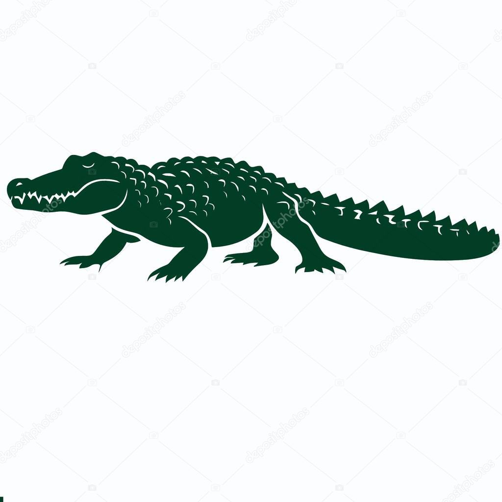 Crocodile Silhouette with Open Jaws , Reptile and Danger Vector Illustration