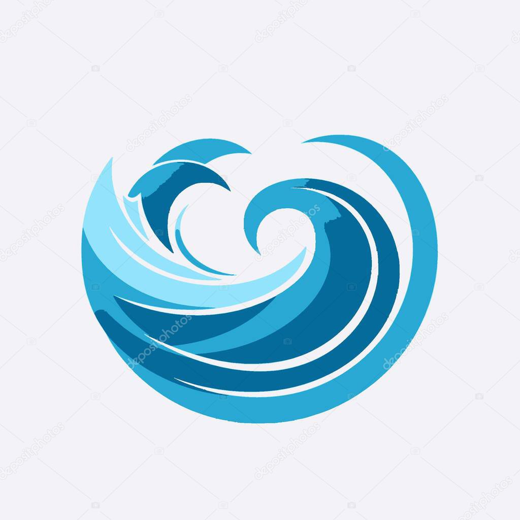 Ocean Logo Vector Art in Plain Background Stock Water, Sea, Wave, Icon, Marine.