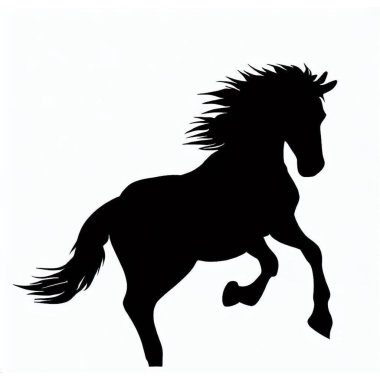 Vector Silhouette of Horse, Galloping Horse Illustration for Equestrian and Nature Themes clipart