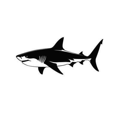 Porbeagle Shark silhouette,Minimalist Flat Black and White Silhouette Icon. clipart