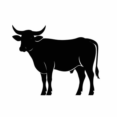 Öküz silueti, Minimalist Düz Siyah ve Beyaz Siluet Simgesi.