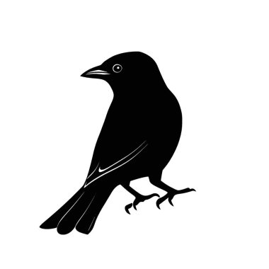 Hepatic Tanager (Red Tanager) silhouette,Simple Black and White Silhouette for Branding. clipart