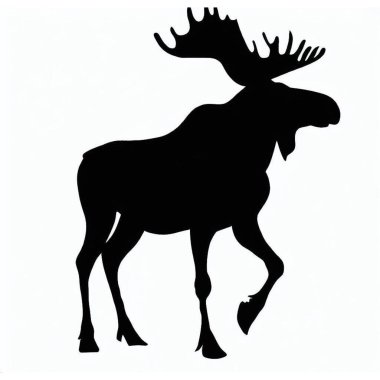 Moose 'un Vektör Silueti, Vahşi Yaşam ve Orman Tasarımları için Görkemli Geyik Grafiği