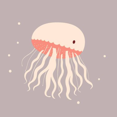 Jellyfish Flat Vector Art Marine, Aquatic, Wildlife, Animal, Icon. clipart