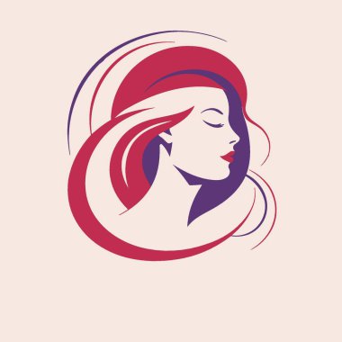 Sade Arkaplanda Kadın Logo Vektörü Sanatı.