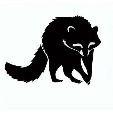 Vector Silhouette of Raccoon, Curious Raccoon Illustration for Animal and Nature Themes clipart