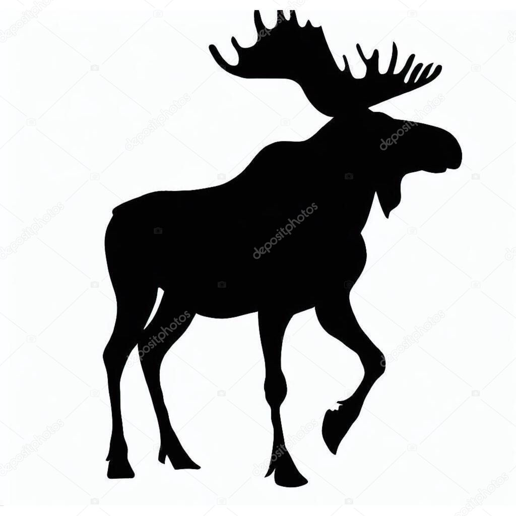 Vector Silhouette of Moose, Majestic Moose Graphic for Wildlife and Forest Designs