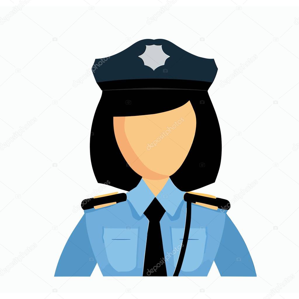 Vector of a Female Police Officer, Strong Female Police Officer Illustration