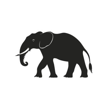 Platybelodon silhouette,Minimalist Flat Black and White Silhouette Icon. clipart