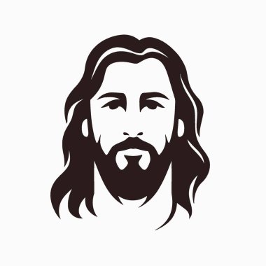 Siluet logosunda İsa 'nın yüzü Dini, Hristiyanlık, Sembol, Simge, Şekil.