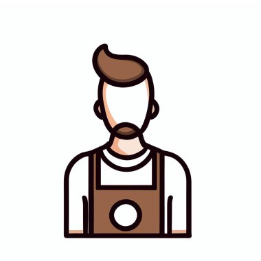 Bir Erkek Barista Vektörü, Kahve ve Kafe Kavramları için Basit Vektör İllüstrasyonu